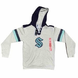 New Seattle Kraken Hockey Sweatshirt NHL Hooded Pullover Lace Up Neck Sz Medium